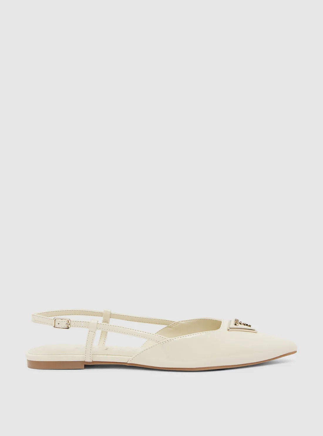White Bemas Sling Back Flats