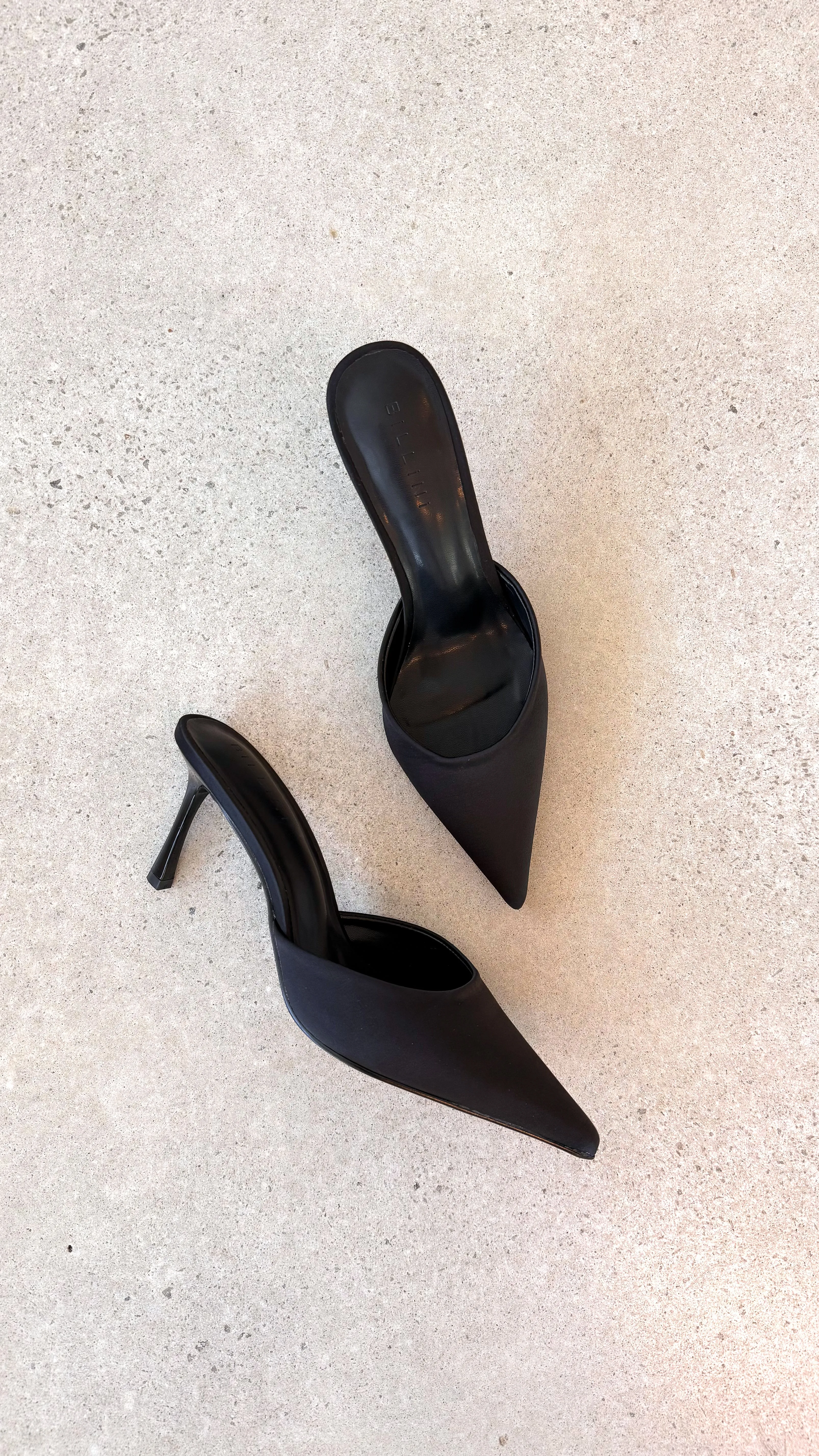 Xayden Heels - Black Satin