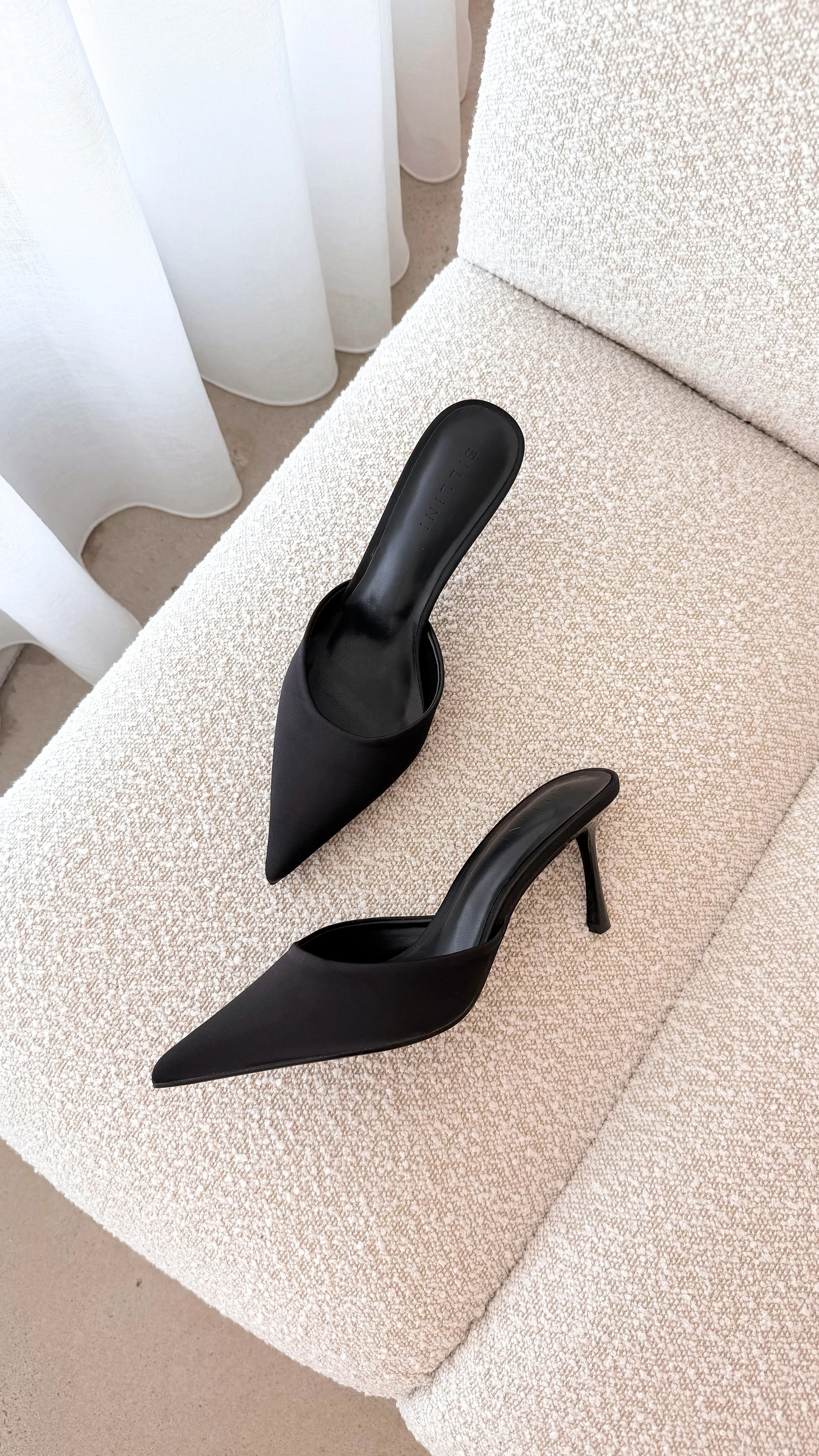 Xayden Heels - Black Satin
